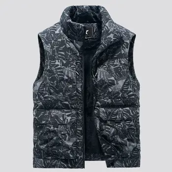 Erkek Yelek Ceket Sıcak Kolsuz Ceketler Kış Su Geçirmez Fermuar Ceket Sonbahar Stand-up Yaka Rahat Yelek Giyim Y01
