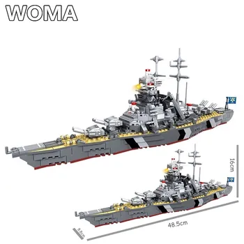 2023 Woma Yapı Taşları ikinci Dünya Savaşı Savaş Gemisi Bismarck İçin 548 ADET 6-9 yaşında çocuğun noel hediyesi 48CM uzun