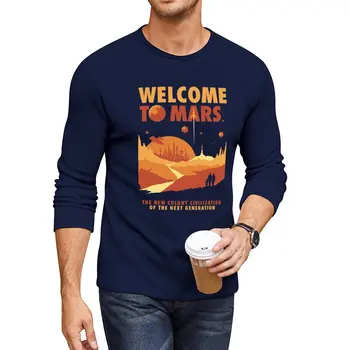 Yeni hoş geldiniz Mars Uzun T-Shirt eşofman t-shirt erkek t shirt erkek büyük boy t shirt erkek giyim