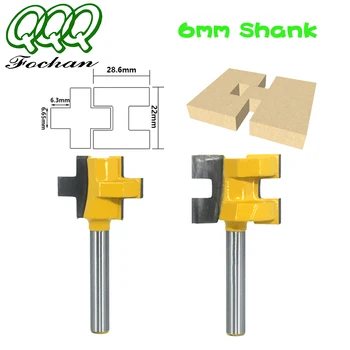 QQQ 2 adet 6mm Shank T-yuvası Zıvana freze kesicisi Oyma Bıçağı Kare Diş Freze Uçları Ahşap Aracı Ağaç İşleme