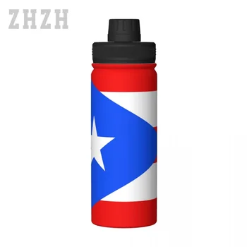 Unisex Spor su termosu Şişe Porto Riko Bayrağı Porto Rikolular 304 Paslanmaz Çelik Çift katmanlı Yalıtım Soğuk Ve Sıcak