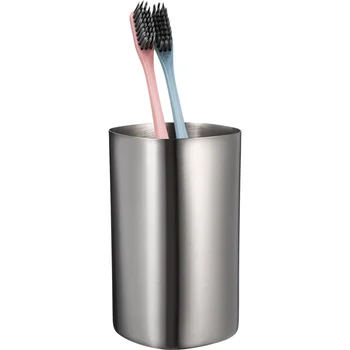 1 Adet Paslanmaz Çelik Su Bardağı Metal Diş Fırçası Kupa Basit Gümüş Renk Tumbler Erkekler Kadınlar Öğrenciler için